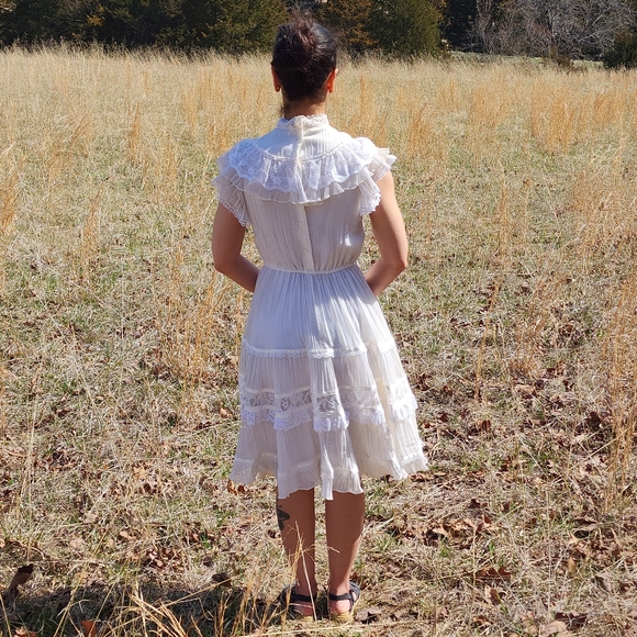 vintage jessica mcclintock dresses BRIDAL Floral Off Shoulder Sleeve Cotton Dress 8 Great condition SOLD} 1990's Jessica McClintock Bridal